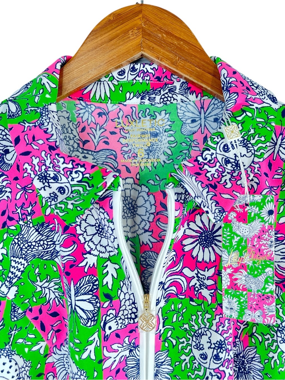 NWT Lilly Pulitzer UPF 50+ Luxletic Kathy Bow Golf Dress size 6 in Pink/Green - Picture 7 of 12
